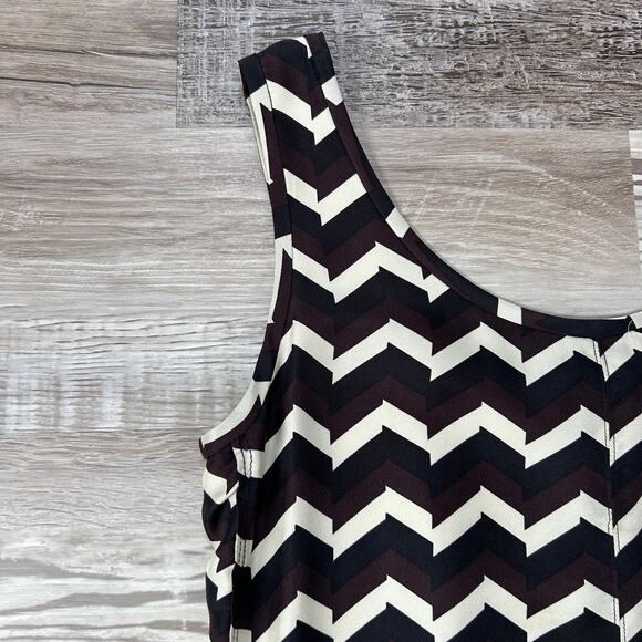 Rag & Bone Black White Chevron Tank Dress 100% Silk Size S Made in USA - Picture 2 of 6